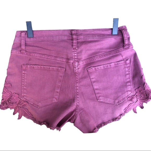 Mossimo Raspberry Floral Lace Shorts high waist - Picture 4 of 8